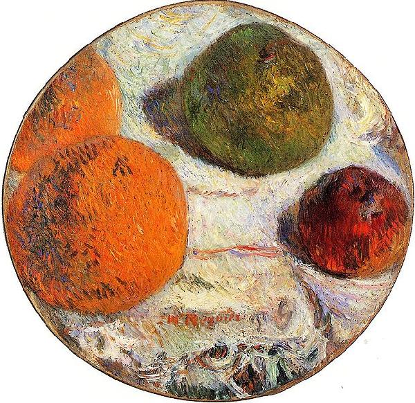 Paul Gauguin Tambourin decore des fruits